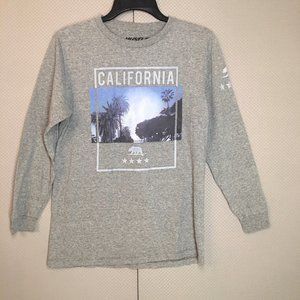 Hustle Avenue Men Large Grey California Graphic Print Long Sleeve T-Shirt